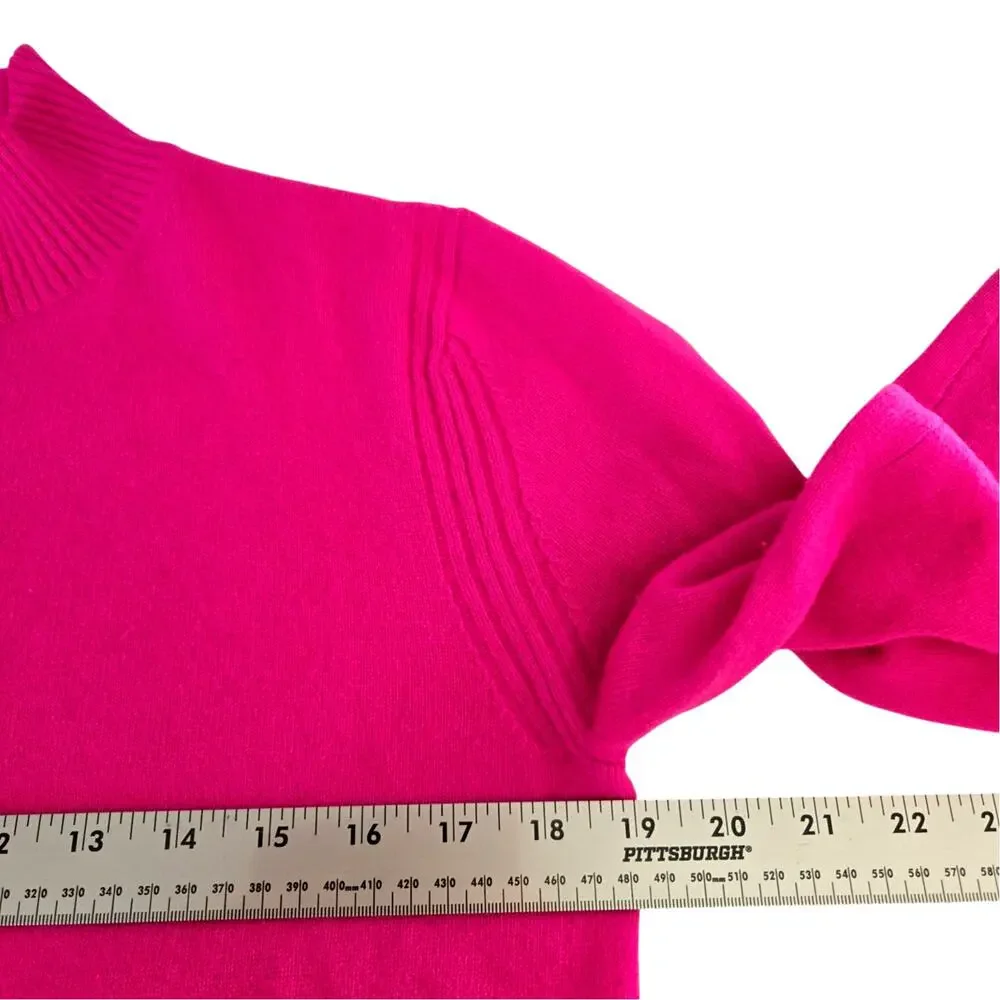 Minimalist Preppy J. Crew Cashmere Mock Neck Quiet Luxury Sweater Vibrant Pink S
